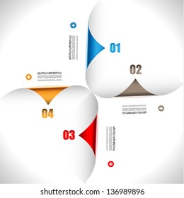 Modelo de design de infográfico com etiquetas de papel. Ideal para exibir informações, classificação e estatísticas com estilo original e moderno.
