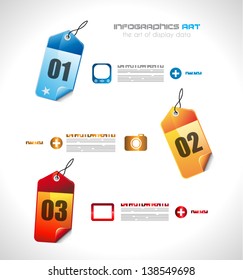 Infographic design template with paper tags.