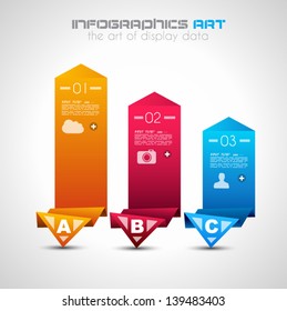 Infographic design template with paper tags. Ideal to display information, ranking and statistics with orginal and modern style.