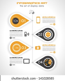 Infographic design template with paper tags. Ideal to display information, ranking and statistics with orginal and modern style.