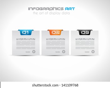 Plantilla de diseño infográfico con etiquetas de papel. Ideal para mostrar información, clasificación y estadísticas con estilo original y moderno.
