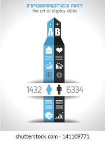 Infografische Design-Vorlage mit Papieranhängern. Ideal, um Informationen, Ranking und Statistiken mit orginal und modern anzuzeigen.