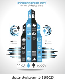 Infographic design template with paper tags. Ideal to display information, ranking and statistics with orginal and modern style.