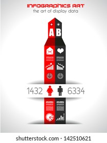 Modelo de design de infográfico com etiquetas de papel. Ideal para exibir informações, classificação e estatísticas com estilo original e moderno.