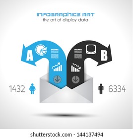 Infographic design template with paper tags. Ideal to display information, ranking and statistics with orginal and modern style.