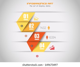 Infographic design template with paper tags. Idea to display information, ranking and statistics with orginal and modern style.