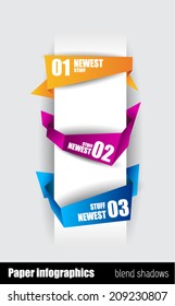 Infographic design template with paper tags. Idea to display information, ranking and statistics with orginal and modern style.