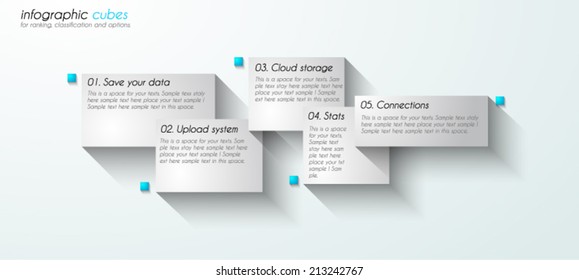 Infographic design template with paper tags. Idea to display information, ranking and statistics with orginal and modern style.