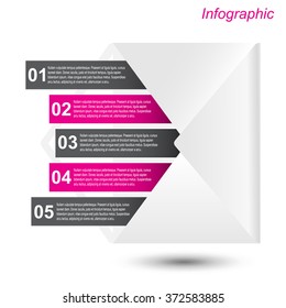 Info-graphic design template with paper tags. Idea to display ranking and statistics.