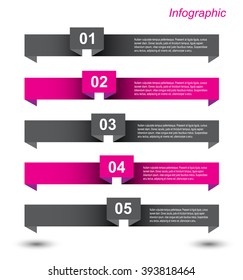 Info-graphic design template with paper tags. Idea to display ranking and statistics.
