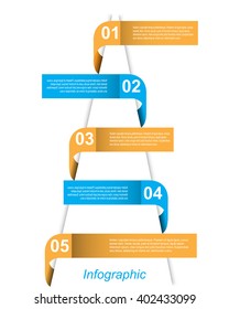 Info-graphic design template with paper tags. Idea to display ranking and statistics.