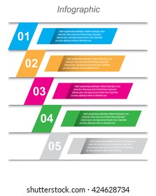 Info-graphic design template with paper tags. Idea to display ranking and statistics.