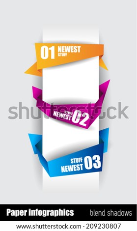 Infographic design template with paper tags. Idea to display information, ranking and statistics with orginal and modern style.