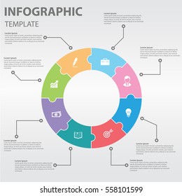 Infographic design template with part of circle 8 option