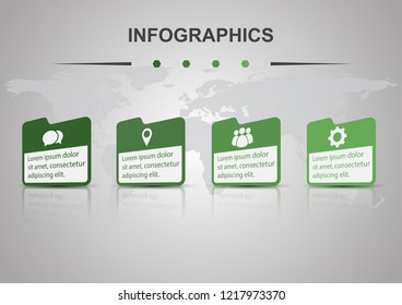 Infographic design template with perspective folders, stock vector