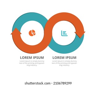 Infographic design template. Pie chart, graph with 2 options, sections. Vector circular colorful diagram.