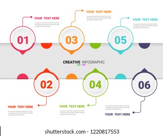 Infographic design template with place for your data, 6 steps, Vector illustration. Can be used for workflow layout, diagram, business step options, banner, web design. Vector eps 10