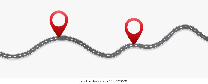 Infographic design template with place for your text. Asphalt road with three pin on it. Vector illustration.