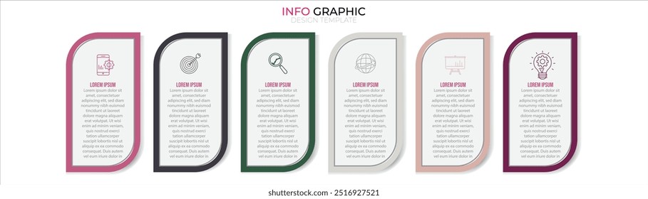 Infographic design template with place for your data. Vector illustration.Six colorful graphic elements. Timeline design for brochure and presentation design.