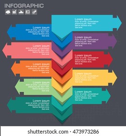 Infographic design template with place for your data. Vector illustration. 10 steps.