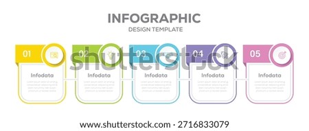 Infographic design template with place for your data. Rectangular template design with icons and 5 options or steps.