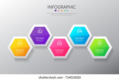 Infographic design template for presentation,Business 3d infographics with 5 options,can be used for workflow layout,diagram,annual report,web design,banner,label,set of colorful infographics vector