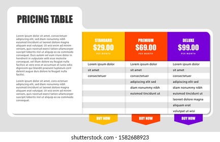 Infographic design template. Pricing table concept. Can be used for workflow layout, diagram, banner, webdesign. Vector illustration