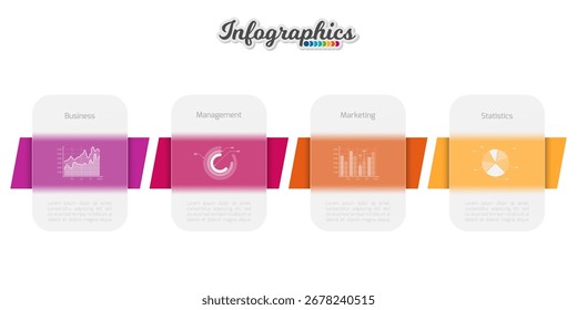 Infographic design template. Progress bar with 4 translucent elements. Vector infographic illustration can be used for chart, diagram, web design, presentation, workflow layout