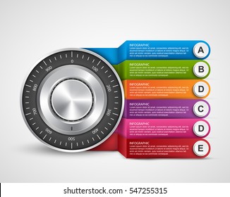 Infographic design template. Protection information. Combination safe lock design concept. 