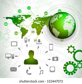 Infographic design template with pworld map. Idea to display information, ranking and statistics with orginal and modern style.