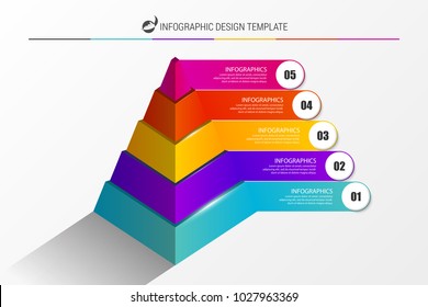 Infographic design template. Pyramid with 5 steps. Vector illustration