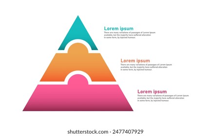 Infographic Design Template. Pyramid Infographic concept with 3 levels. For your business presentation, banner, flow diagram, and process diagram.