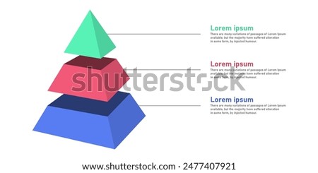 Infographic Design Template. Pyramid Infographic concept with 3 levels. For your business presentation, banner, flow diagram, and process diagram.