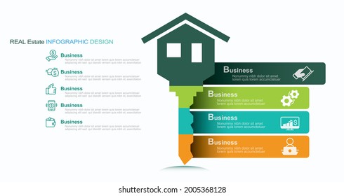 Infographic design template with real estate keywords and icons stock illustration Infographic, Mortgage Loan
