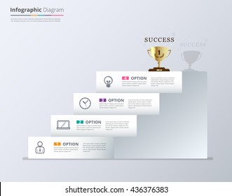 Infographic design template for replace text, stair diagram