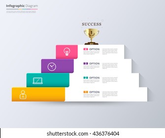 Infographic design template for replace text, stair diagram