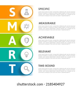 Infographic design template with SMART concept. cab be used for presentation, banner, graphic and diagram.Infographic business with 5 option, parts, step for process. Abstract template.