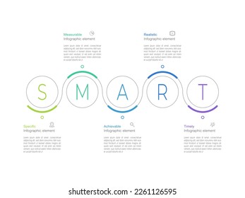 Infographic design template with SMART concept. can be used for presentation, banner, graphic and diagram.Infographic business with 5 option, parts, step for process. Abstract template.