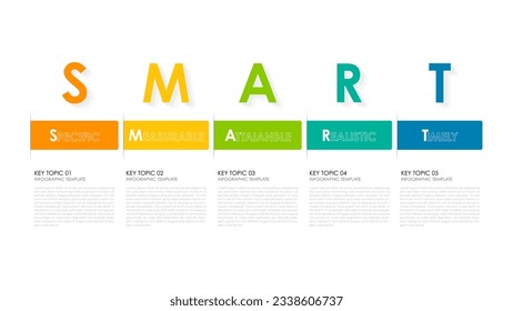 Infographic design template with SMART concept. can be used for presentation, banner, graphic and diagram.Infographic business with 5 option, parts, step for process. Abstract template.