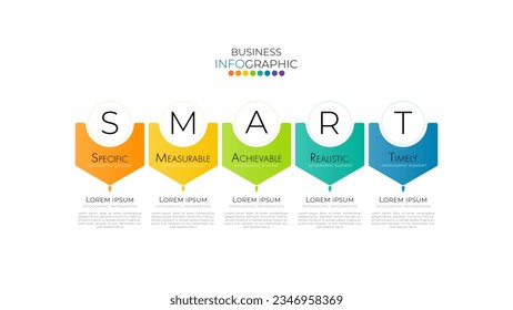 Infographic design template with SMART concept. can be used for presentation, banner, graphic and diagram.Infographic business with 5 option, parts, step for process. Abstract template.
