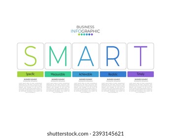Infographic design template with SMART concept. can be used for presentation, banner, graphic and diagram.Infographic business with 5 option, parts, step for process. Abstract template.