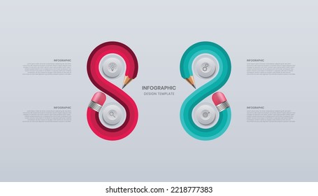 Infografische Design-Vorlage mit weichen Tasten und Bleistift