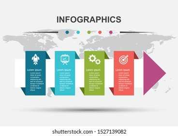 Infographic design template with step arrow, stock vector