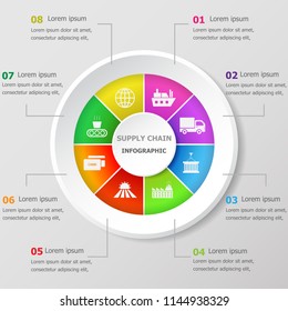 Infographic design template with supply chain icons, stock vector