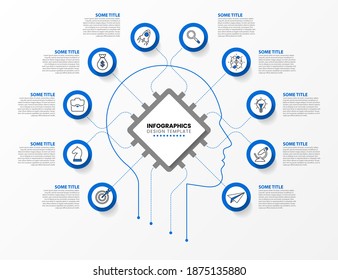 Infographic design template. Technology concept with 10 steps. Can be used for workflow layout, diagram, banner, webdesign. Vector illustration
