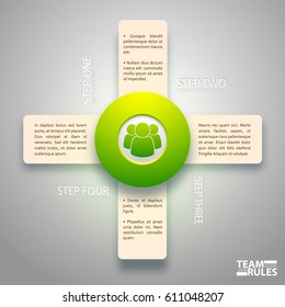 Infographic design template with text banners green circle and people icon isolated vector illustration