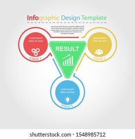 Infographic design template. Three steps to business success, training or promotion. Flat design.