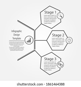 Infographic design template. Three steps to business success, training or promotion. Flat design.