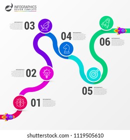 Infographic design template. Timeline concept with 12 steps. Can be used for workflow layout, diagram, banner, webdesign. Vector illustration