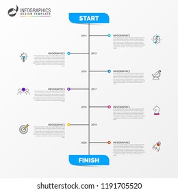 Infographic design template. Timeline concept with 7 steps. Can be used for workflow layout, diagram, banner, webdesign. Vector illustration